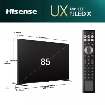 Hisense 85UXNQ τηλεόραση QLED 4K Ultra HD 215 cm (85 ιντσών), 120 Hz, AMD FreeSync, τριπλός δέκτης, μαύρη