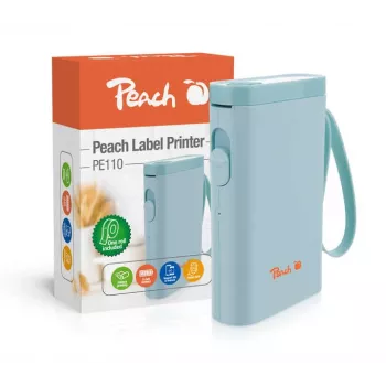 Peach PE110 εκτυπωτής ετικετών, άμεση θερμική εκτύπωση, Bluetooth, ενσωματωμένη μπαταρία, μπλε