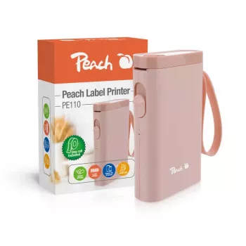 Peach PE110 εκτυπωτής ετικετών, άμεση θερμική εκτύπωση, Bluetooth, ενσωματωμένη μπαταρία, ροζ