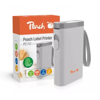 Peach PE110 εκτυπωτής ετικετών, άμεση θερμική εκτύπωση, Bluetooth, ενσωματωμένη μπαταρία, λευκός
