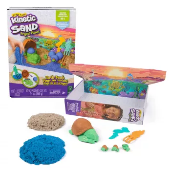 Kinetic Sand, Project Planet Turtle Beach με 397g άμμο παιχνιδιού, εργαλεία & καλούπια, βιώσιμα φιλικά προς το περιβάλλον υλικά, αισθητηριακό παιχνίδι για παιδιά