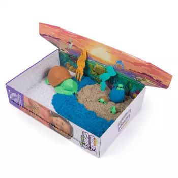 Kinetic Sand, Project Planet Turtle Beach με 397g άμμο παιχνιδιού, εργαλεία & καλούπια, βιώσιμα φιλικά προς το περιβάλλον υλικά, αισθητηριακό παιχνίδι για παιδιά