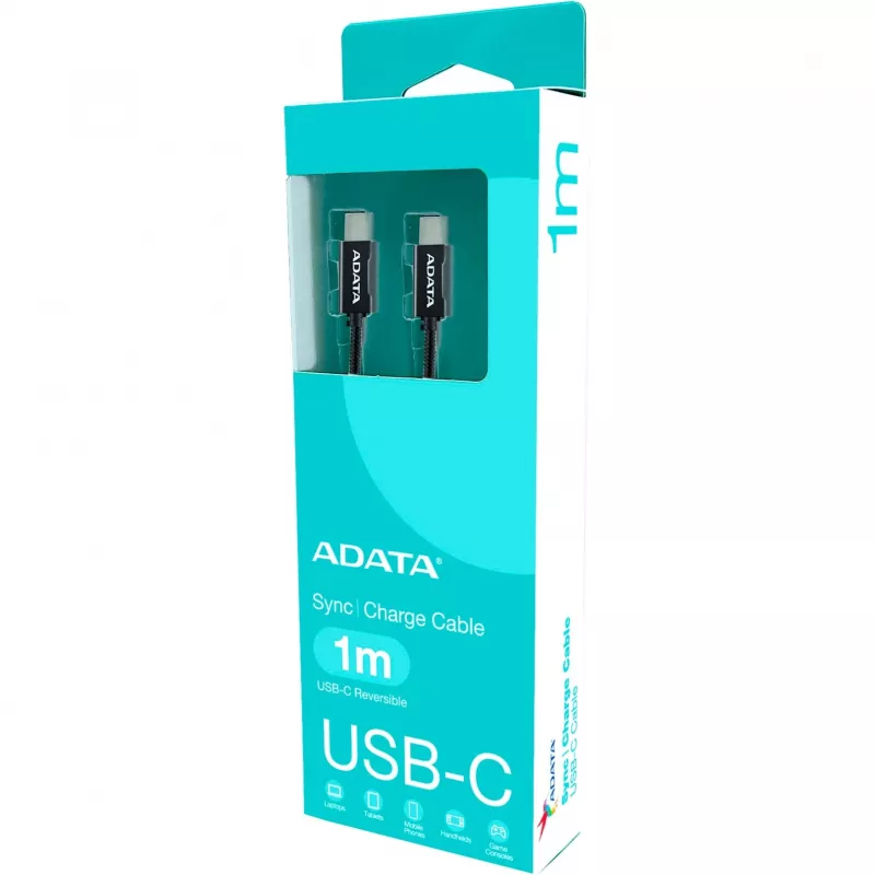 Καλώδιο USB-C σε USB-C ADATA CACC-100PN-BK, USB 2.0, 1 m, μαύρο