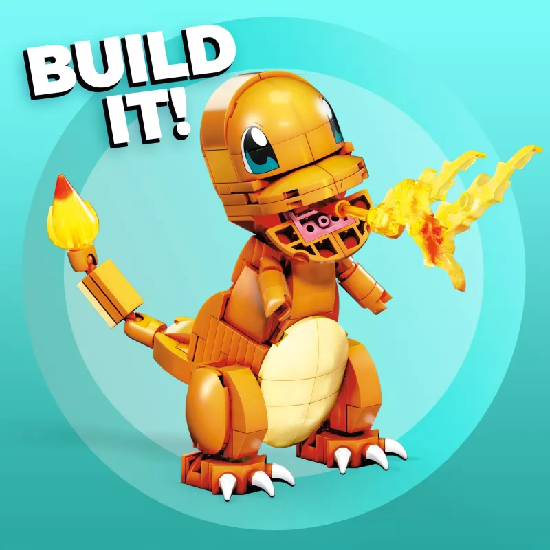 MEGA Pokémon Build & Show Charmander σετ παιχνιδιού κατασκευής, ύψος 10 cm,