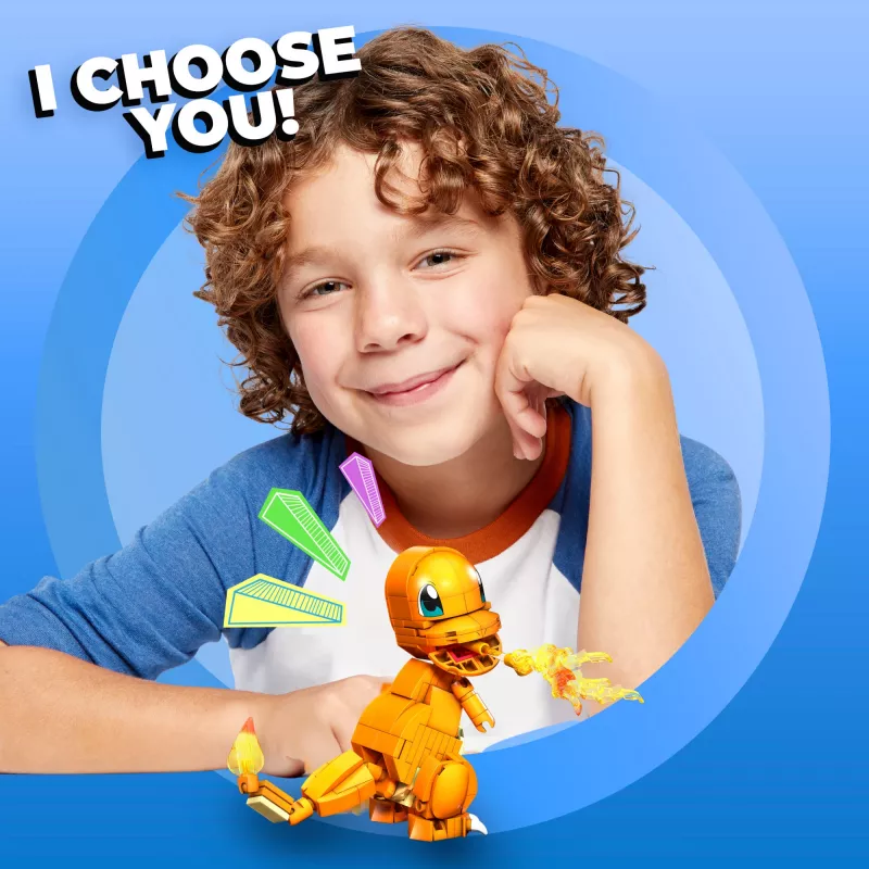 MEGA Pokémon Build & Show Charmander σετ παιχνιδιού κατασκευής, ύψος 10 cm,