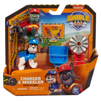 Rubble & Crew, φιγούρες δράσης Charger & Wheeler, με Kinetic Build-It άμμο & 2 εργαλεία κατασκευής, PAW Patrol παιχνίδι για αγόρια & κορίτσια από 3 ετών