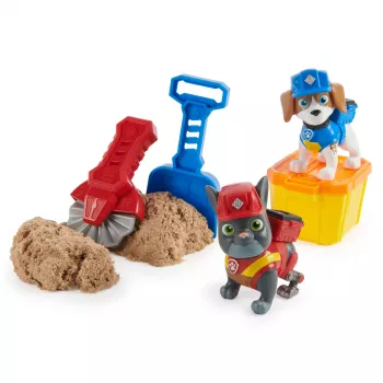 Rubble & Crew, φιγούρες δράσης Charger & Wheeler, με Kinetic Build-It άμμο & 2 εργαλεία κατασκευής, PAW Patrol παιχνίδι για αγόρια & κορίτσια από 3 ετών