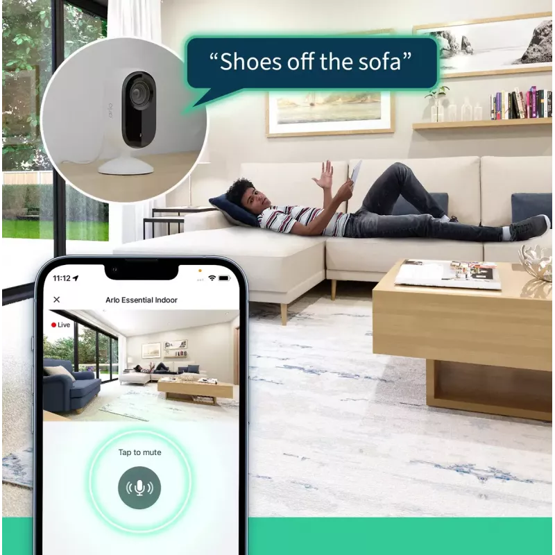IP κάμερα ασφαλείας Arlo Essential 2K Indoor Security Camera 2 τεμ. ασύρματη εσωτερικού χώρου