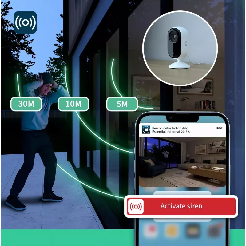 IP κάμερα ασφαλείας Arlo Essential 2K Indoor Security Camera 2 τεμ. ασύρματη εσωτερικού χώρου