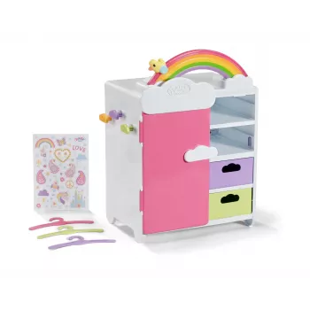 Ντουλάπα ρούχων κούκλας zapf creation BABY born ντουλάπα ουράνιο τόξο — για κούκλες, φωτεινά εφέ, απαιτούνται 3×AAA μπαταρίες, συνιστώμενη ηλικία 3+