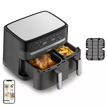 Tefal Dual Easy Fry & Grill EY905B Διπλή 8,3-L Αυτόνομη 2700 W Φριτέζα θερμού αέρα Γκρι
