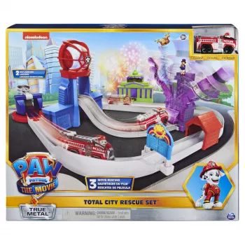 PAW Patrol, True Metal Total City Rescue σετ πίστας ταινίας με αποκλειστικό όχημα Marshall, κλίμακα 1:55, παιχνίδι για παιδιά από 3 ετών