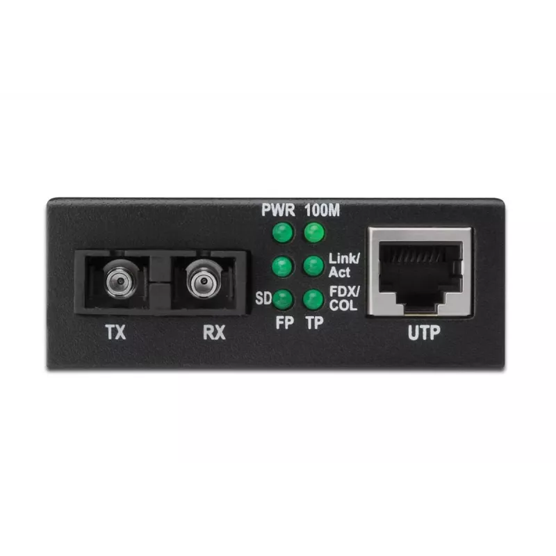 DIGITUS Μετατροπέας μέσων, Multimode 10/100Base-TX σε 100Base-FX, με τροφοδοτικό, βύσμα SC, έως 2 km