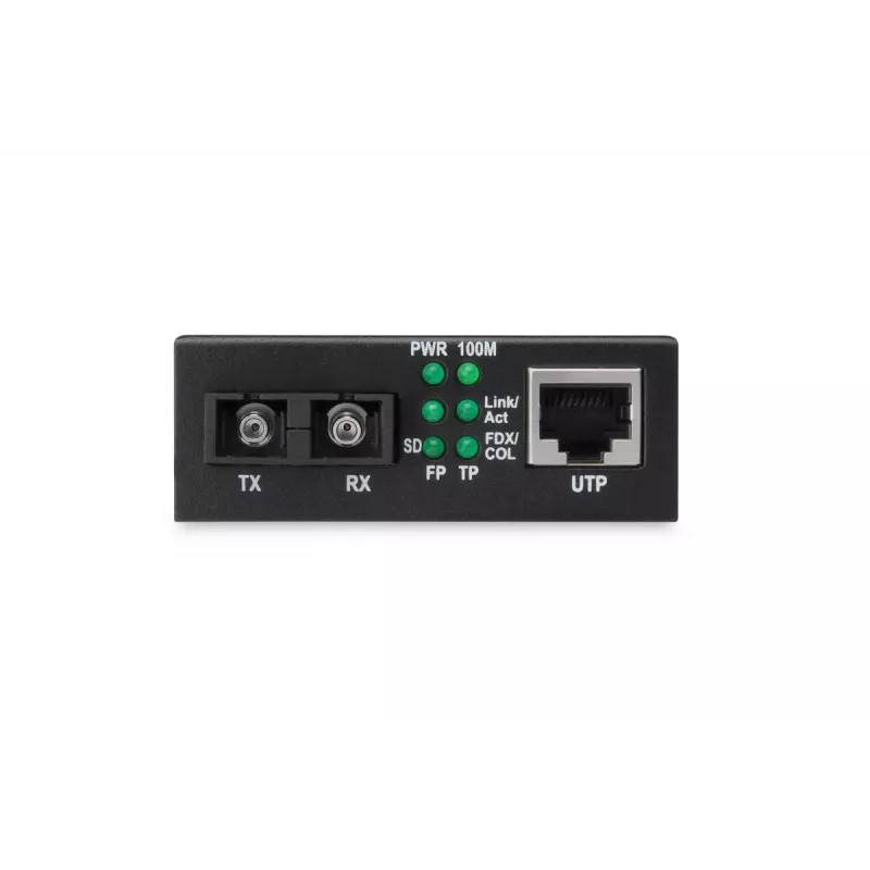 DIGITUS Μετατροπέας μέσων, Multimode 10/100Base-TX σε 100Base-FX, με τροφοδοτικό, βύσμα SC, έως 2 km