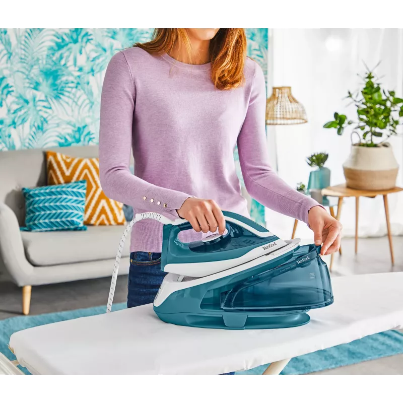 Tefal Express Easy SV6131E0 σταθμός σιδερώματος ατμού, 5,8 bar, 120 g/min, εκτόξευση ατμού 350 g/min, 1,7 l, αυτόματη απενεργοποίηση, λευκό/τιρκουάζ