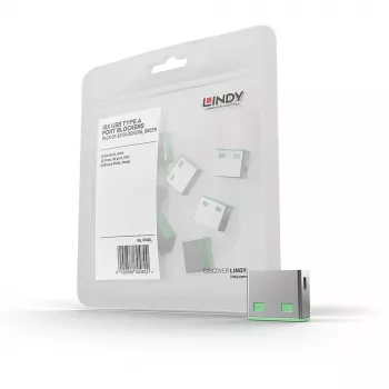 Lindy USB-Port-Blocker (χωρίς κλειδί) – Συσκευασία 10 τεμ., Κωδικός χρώματος: Πράσινο