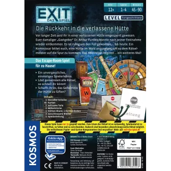 Kosmos EXIT - Die Rückkehr in die verlassene Hütte επιτραπέζιο παιχνίδι απόδρασης, 1-4 παίκτες, 12+ ετών, οικογενειακό παιχνίδι