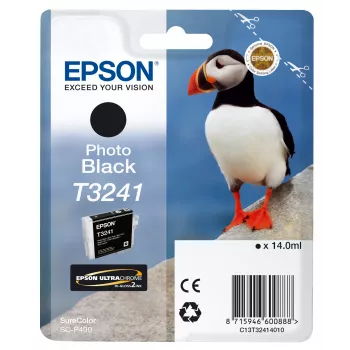 Epson T3241 Photo μαύρο, φωτογραφικό μαύρο, μελάνι με βάση χρωστική, 14 ml, 1 τεμ., 4200 σελίδες
