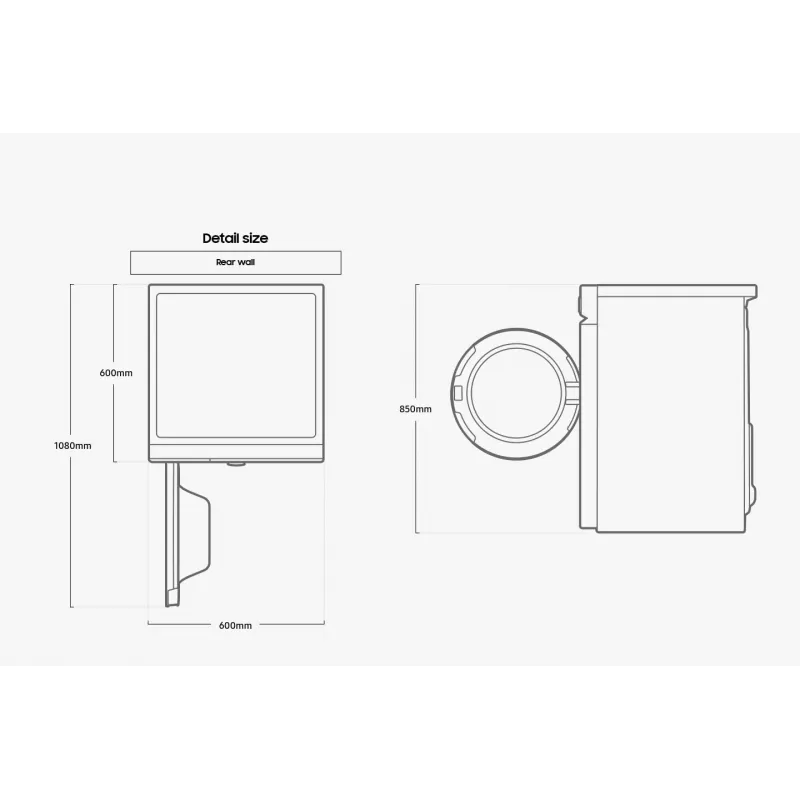 Samsung DV90BB7445GWS2 Στεγνωτήριο ρούχων Ελεύθερο Μπροστινής φόρτωσης 9 kg Λευκό