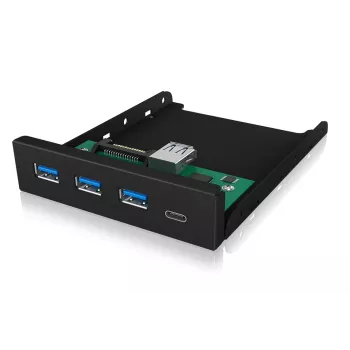 ICY BOX IB-HUB1418-i3 μπροστινό πάνελ 3,5 ιντσών με διανομέα USB 3.0, 3x USB Type-A, 1x USB Type-C, μαύρο