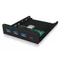 ICY BOX IB-HUB1418-i3 μπροστινό πάνελ 3,5 ιντσών με διανομέα USB 3.0, 3x USB Type-A, 1x USB Type-C, μαύρο