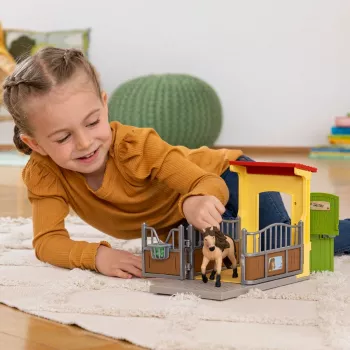 schleich FARM WORLD Πόνι Box με Ισλανδικό επιβήτορα, Φάρμα, Κτίριο, Ζώα φάρμας / Παιχνίδι φάρμας, Στάβλος, Άλογα, 3 ετών, Πολύχρωμο