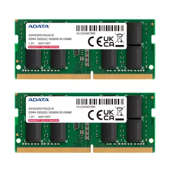 SO-DIMM 16 GB DDR4-3200 (2x 8 GB) Dual-Kit, μνήμη RAM πράσινο, AD4S32008G22-DTGN, Premier
