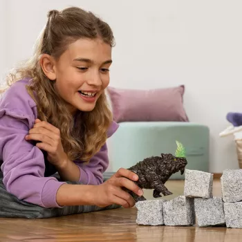 schleich ELDRADOR CREATURES ρινόκερος μάχης, 7 έτη, τέρατα και δράκοι, κόσμος πέτρας, μαύρο, πράσινο, πλαστικό
