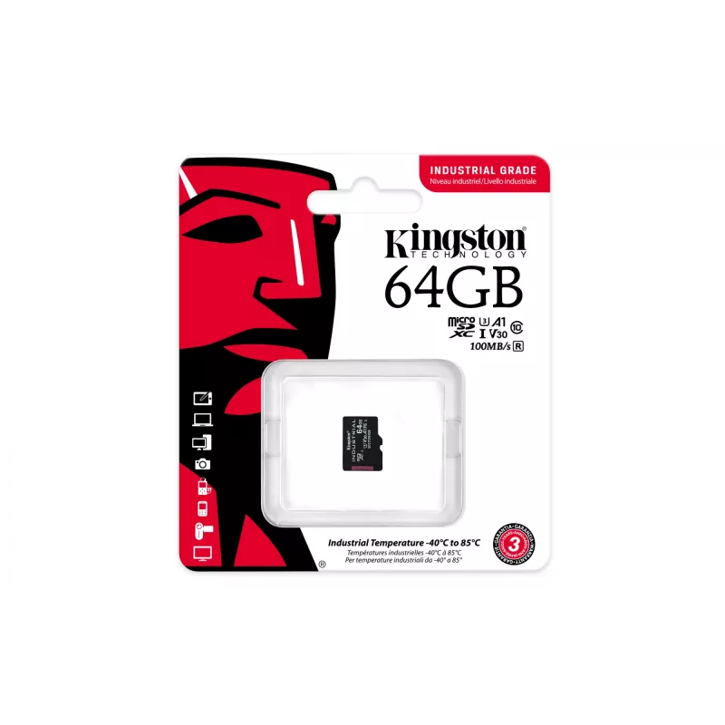 Kingston Technology 64GB microSDXC Industrial C10 A1 pSLC κάρτα μεμονωμένη συσκευασία χωρίς αντάπτορα