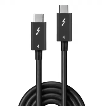 Lindy Καλώδιο Thunderbolt 4 1m, 40 Gbit/s, παθητικό, βύσμα αρσενικό, βύσμα αρσενικό, 1 m, 40 Gbit/s, μαύρο, νικέλιο/χρυσός