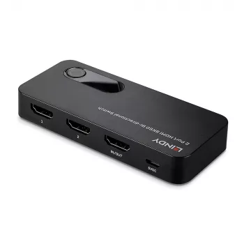 Lindy 38339 αμφίδρομος διακόπτης HDMI 2.1 8K60 2 θυρών, HDR, μαύρος