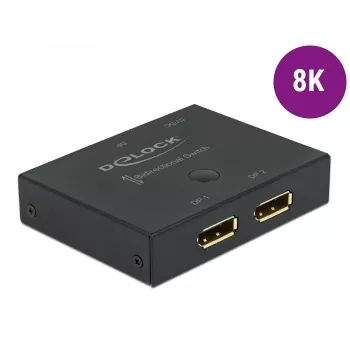 DELOCK DisplayPort 2 - 1 διακόπτης - αμφίδρομος 8K 30 Hz