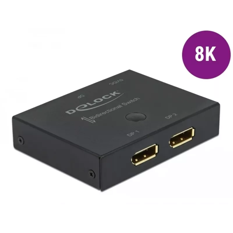 DELOCK DisplayPort 2 - 1 διακόπτης - αμφίδρομος 8K 30 Hz