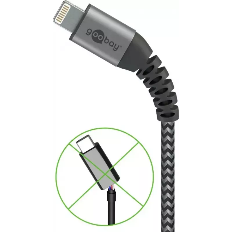 Καλώδιο Lightning Wentronic 49267 0,5 m Μαύρο-Γκρι