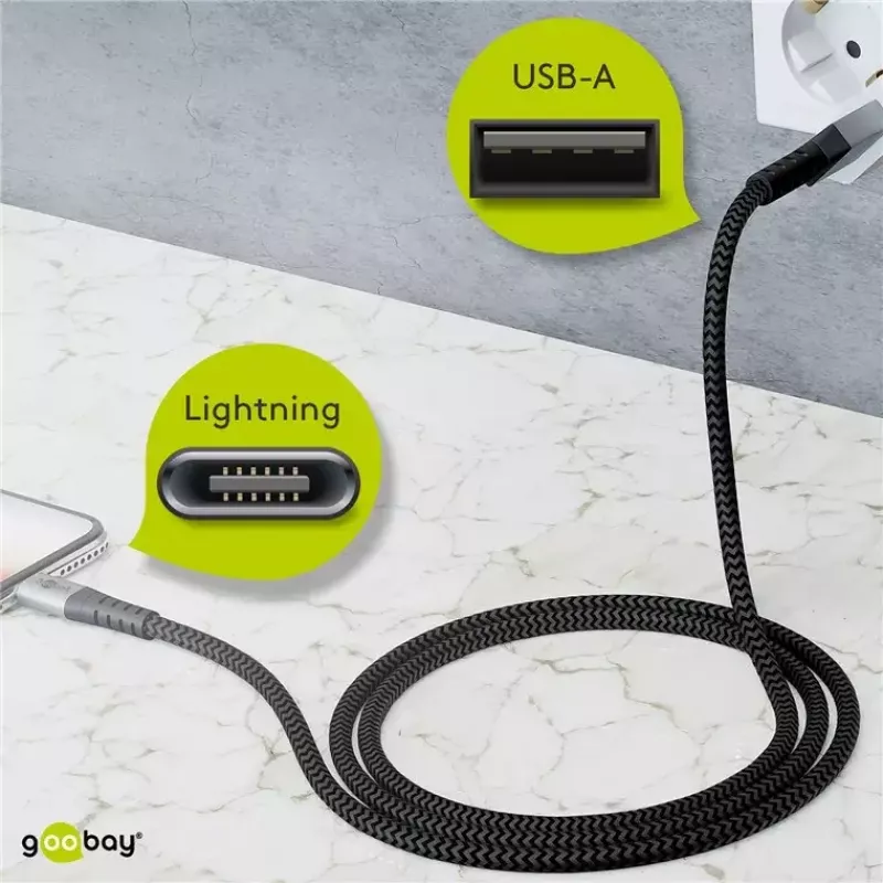 Καλώδιο Lightning Wentronic 49267 0,5 m Μαύρο-Γκρι
