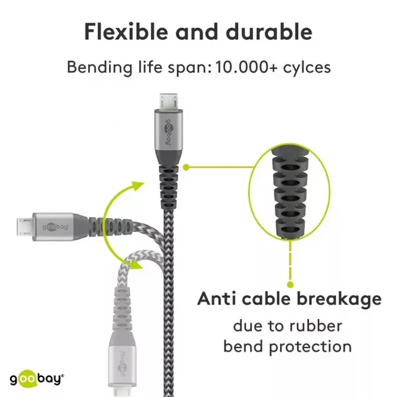 Καλώδιο USB Wentronic 49282 USB 2.0 1 m Micro-USB B USB A Μαύρο Γκρι