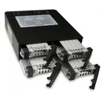 ICY DOCK ToughArmor MB994SP-4SB-1 backplane SATA 4 θέσεων 2,5" για εσωτερική θέση 5,25", χωρίς θήκες, αλουμίνιο, ανεμιστήρας 40 mm, SATA 6 Gbit/s, μαύρο