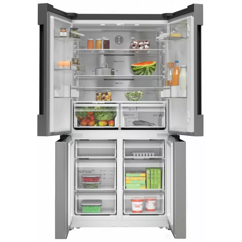 Bosch Serie 4 KFN96APEA ψυγειοκαταψύκτης Side-by-Side, French Door, ελεύθερης τοποθέτησης, 605 l (405 l + 200 l), Home Connect, ενεργειακή κλάση E, ανοξείδωτο ατσάλι