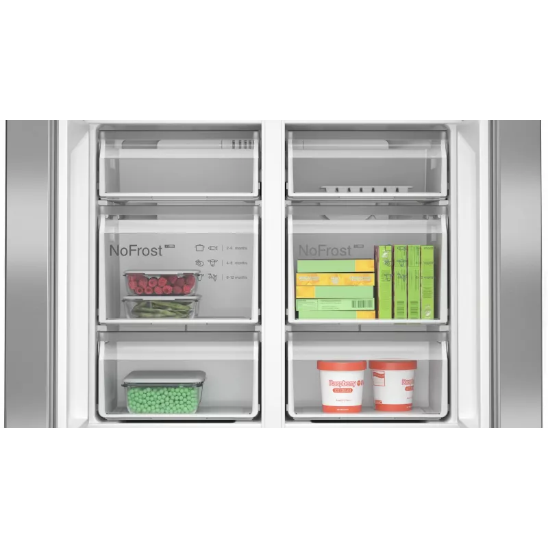 Bosch Serie 4 KFN96APEA ψυγειοκαταψύκτης Side-by-Side, French Door, ελεύθερης τοποθέτησης, 605 l (405 l + 200 l), Home Connect, ενεργειακή κλάση E, ανοξείδωτο ατσάλι