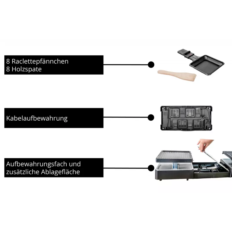 Unold 48755 Raclette-Grill 8 άτομα 1300 W Μαύρο