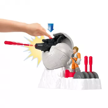 Fisher-Price Imaginext STAR WARS Κανόνι βάσης ανταρτών Παιχνίδι με κλειδί χυτής φιγούρας Luke Skywalker, 5 τεμάχια