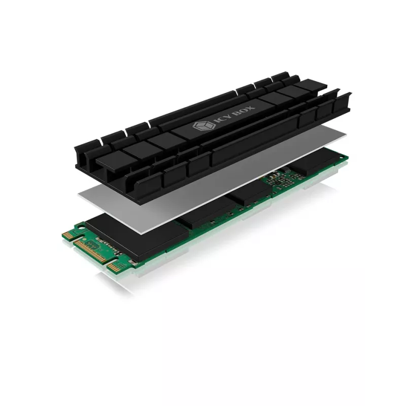 ICY BOX IB-M2HS-701 M.2 2280 SSD ψύκτρα, παθητική, αλουμινίου, PC/PS5, μαύρη