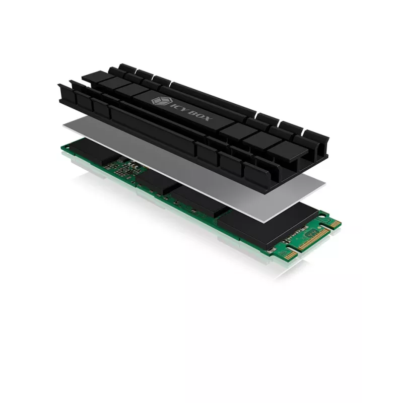 ICY BOX IB-M2HS-701 M.2 2280 SSD ψύκτρα, παθητική, αλουμινίου, PC/PS5, μαύρη