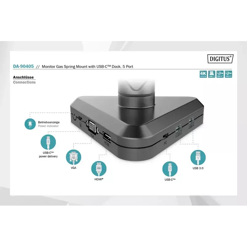 Βάση Οθόνης Digitus DA-90405 με Σταθμό Σύνδεσης
