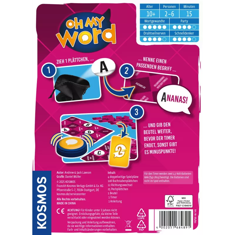 Kosmos Oh my word 684891 παιχνίδι για πάρτι, 2-6 παίκτες, 15 λεπτά, από 10 ετών