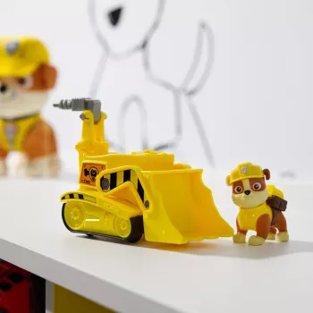 PAW Patrol, Rubbles Bulldozer Φορτηγό παιχνίδι με συλλεκτική φιγούρα δράσης, βιώσιμα παιδικά παιχνίδια για αγόρια & κορίτσια από 3 ετών