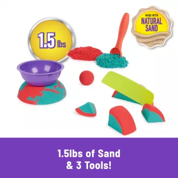 Spin Master Kinetic Sand Mold n' Flow Set άμμος παιχνιδιού, 680 g, κόκκινο/τυρκουάζ, από 3 ετών
