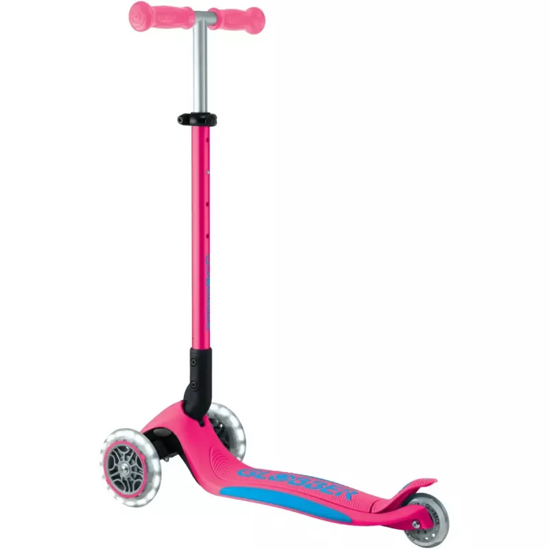 Συμπαγές πατίνι GLOBBER Primo Foldable Plus Lights – ροζ/ανοιχτό μπλε