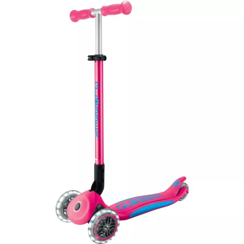 Συμπαγές πατίνι GLOBBER Primo Foldable Plus Lights – ροζ/ανοιχτό μπλε