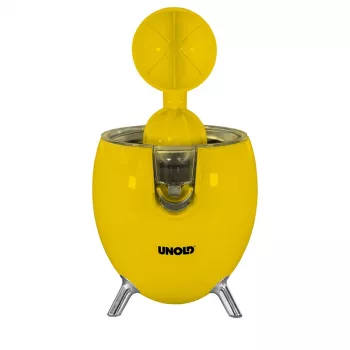 Unold 78132 Power Juicy ηλεκτρικός στίφτης εσπεριδοειδών, 300 W, αποφυγή στάλαξης, αυτόματη εκκίνηση/διακοπή, κίτρινο/ανοξείδωτος χάλυβας
